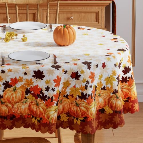 Siilues Fall Tablecloth Oval 60x84 Inch Thanksgiving Home Party Decor - Image 2
