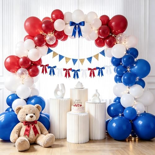 1 String Christmas Tree Bows, Red Blue White Bow Christmas Garland Banner - Image 3