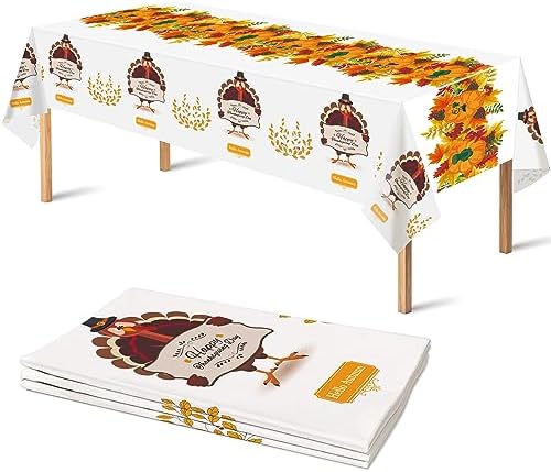 OHOME 2 Pack Thanksgiving Tablecloth Disposable - Fall Party Supplies for Thanksgiving Table Decor | Friendsgiving Party Decorations | Thanksgiving Decorations 54" x 108" by OHOME