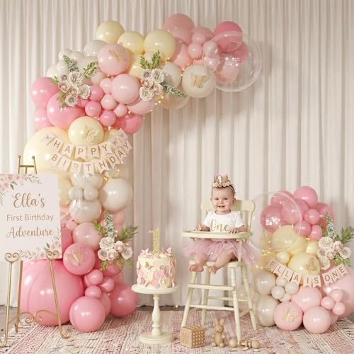 Pink and Yellow Balloon Arch Kit Pastel Yellow Balloons - Image 6