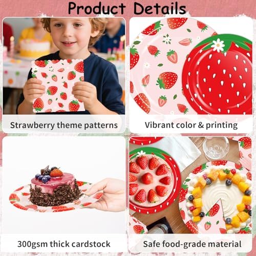 Strawberry Birthday Party Supplies Kit, Disposable Tableware, Serves 25 - Image 6