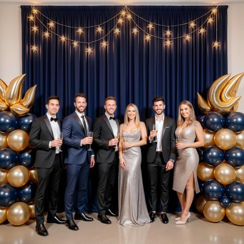 Navy Blue Backdrop Curtain - 20x10FT Back Drop Curtains for Parties Wrinkle-Free Soft Polyester Photo Backdrop Wedding Decorations Photoground Backdrop Stain-Resistant for Back Drop Stand, 4 Panels - Image 6