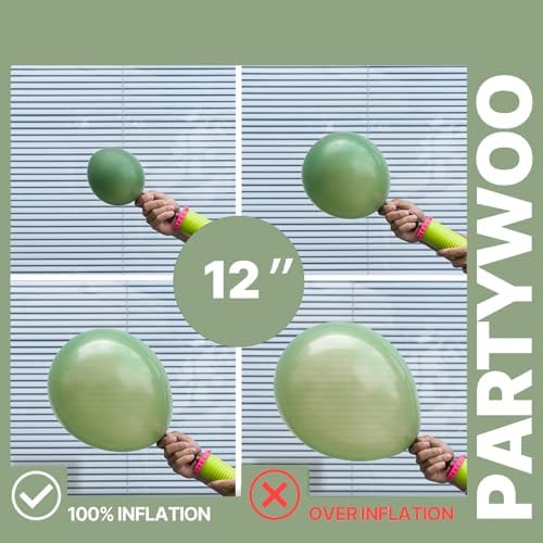 PartyWoo Pink and Green Balloons 66pcs 12 Inch Gold White Green Balloons - Image 6
