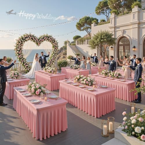 2 Packs Dusty Rose Spandex Table Cloths 6 Foot, Fitted Stretch Table Cover with Skirts 30x72 Inch, Wrinkle-Free Floor Length Tablecloths Rectangular for Weddings Parties Banquets Events Decorations - Image 7