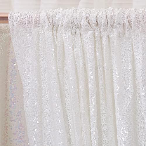 Poise3EHome White Sequin Backdrop Curtain,4 Panels 2FTx8FT Glitter Background for Party Birthday Party Baby Shower Wedding Christmas Thanksgiving Halloween Holiday Festival Decor - Image 5