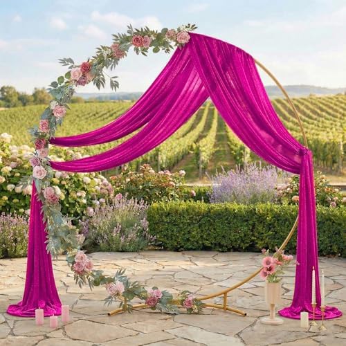 Pack of 1 Wedding Arch Drape Panel Fabric 30" x 50ft - Magenta - Image 3