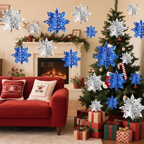 24PCS Hanging Snowflake Decorations Winter Wonderland Party Supplies - Image 2