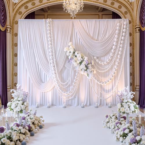 Wrinkle Free White Backdrop Curtains for Parties, Polyester Photo Backdrop Drapes 2 Panels 5x7ft for Photography Wedding Parties Birthday Background Baby Shower, 10ftx7ft - Image 2