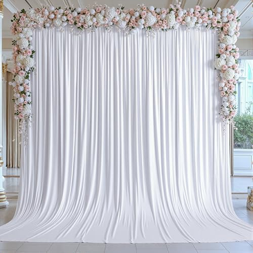 10x12ft White Backdrop Curtain Panels for Parties - Wrinkle Free Polyester Photo Curtain Backdrop Wedding Back Drop Fabric Drapes for Party Decorations Background for Photography by WishCare