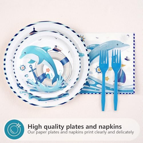 Grencian 96Pcs Dolphin Funny Ocean Dolphin Nautical Party Decorations - Image 2