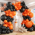Black and Orange Balloons Garland Arch Kit, 412pcs Black Orange Halloween Balloons with Different Size for Graduation Halloween Harley Davidson Decorations by PAXILE