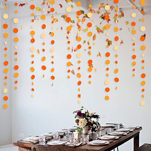 Orange Circle Dots Garland Gradient Polka Dot Hanging Paper Streamer for Wedding Bridal Shower Birthday Engagement Fall Autumn Harvest Thanksgiving Citrus Party Decorations Supplies - Image 7