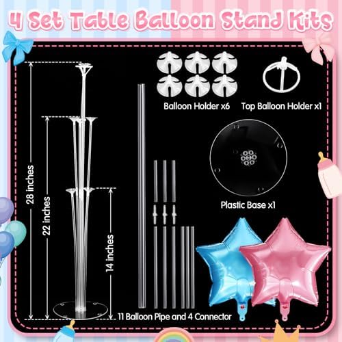 Lunmon 4 Set Gender Reveal Balloon Stand Table Centerpieces Pink Blue - Image 5