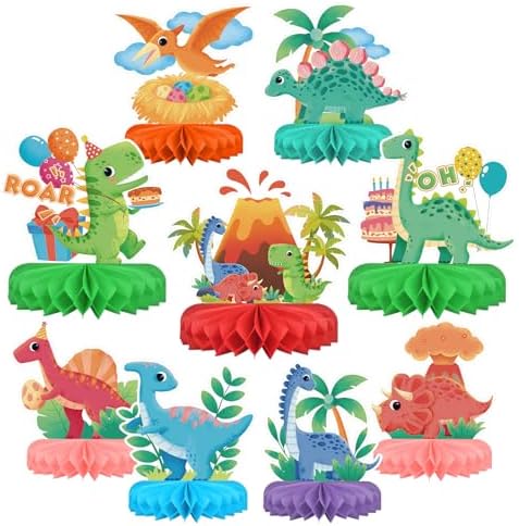 Dinosaur Birthday Party Supplies Kit - Dinosaur Themed Table Decorations with Honeycomb Centerpiece for Splendid Birthday Party Decorations by Gatherfun