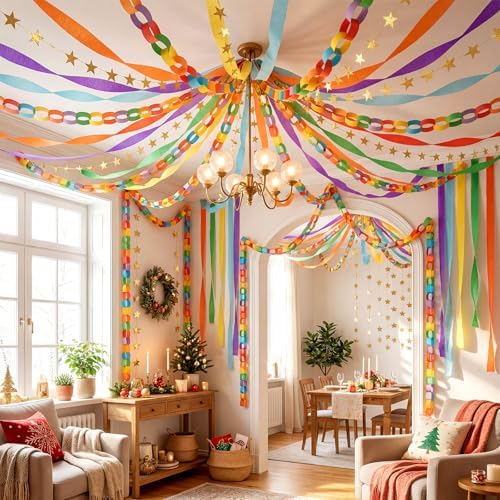 TaoBary Rainbow Party Decorations 600 Sheet Paper Chain, Vibrant, Same Size by TaoBary