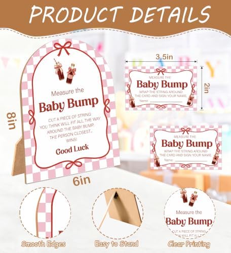 She's Ready To Pop Baby Shower Games, Soda Measure The Baby Bump Game, 6x8 Inch Arch Wooden Sign With Stand And 50 Guessing Cards, Gender Reveal Party Supplies & Decorations - AD05 - Image 2