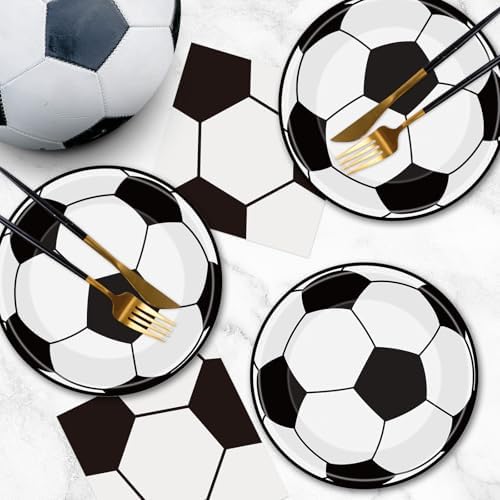 40Pcs Soccer Plates and Napkins Party Supplies - Soccer Birthday Party Decorations Tableware Set, Disposable Paper Dinner Plates Napkins for Sport Themed Soccers Parties Table Decor Favors, Serves 20 - Image 7