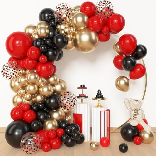 Amandir 153pcs Red Black Gold Balloon Garland Arch Kit Different Sizes by Amandir