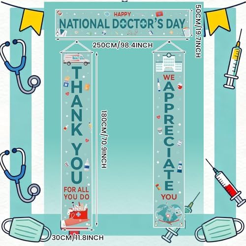 Smoothnovelty 3 Pcs Green Doctors Day Banner - Image 2