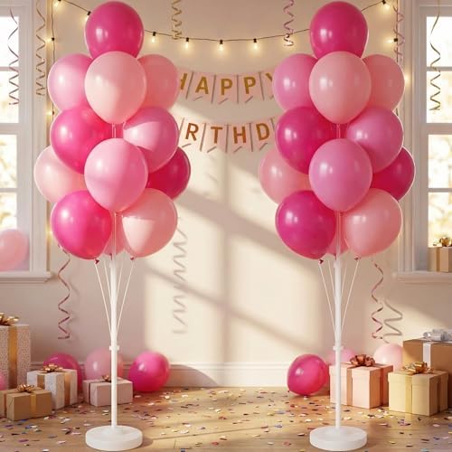 Balloon Column Kit Set of 2 With Balloons Included - Balloon Tower with Stand, Base, and Pole,Backdrop Decoration for Wedding, Baby Shower, Birthday Party, or Bachelorette Parties (Pink) - Image 5