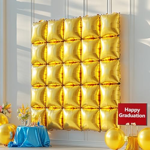 NISOCY 48PCS Metallic Gold Square Foil Balloons Wall Backdrop - Image 6