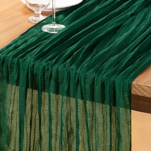DeZerlor Emerald Green Cheesecloth Table Runner 1 Pack Christmas Runner by DeZerlor