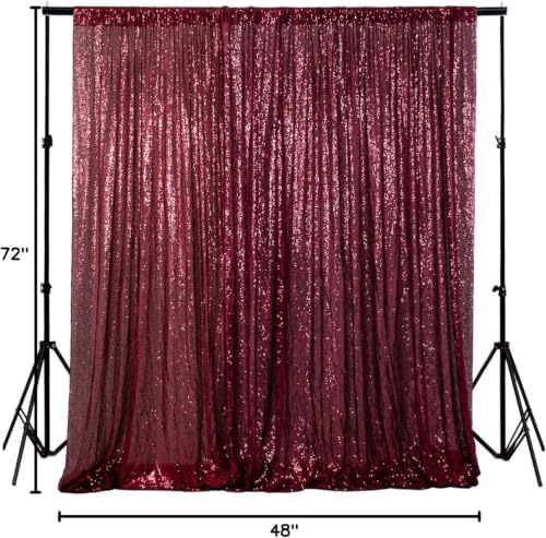 ShinyBeauty Burgundy Sequin Backdrop Curtain 4x6ft for Wedding Party Decor - Image 6