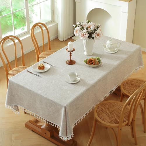 Deep Dream Tablecloths, Waterproof Table Cloth, Linens Wrinkle Free Anti-Fading, Rustic Table Cover Decoration for Kitchen Dinning Christmas (Rectangle/Oblong, 55''x86'',6-8 Seats, Solid Khaki) - Image 5