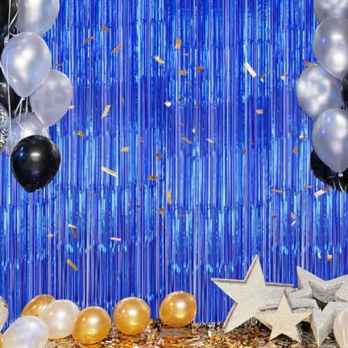 DECOCKRAT 2 Pack Foil Fringe Backdrop - Royal Blue Shiny Tinsel Curtains for Party Decoration/Photo Booth Props - 3.3x6.6 FT Metallic Foil Backdrop for Birthday, Wedding, Graduation, Christmas. - Image 5