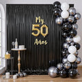 Outpain Thick 10 ft x 10 ft Black Sequin Backdrop Curtain for Parties, Wrinkle Free Glitter Photo Backdrop Drapes 2 Panels 5x10ft Black Back Drop Cloth for Wedding Christmas Photography Background by Outpain