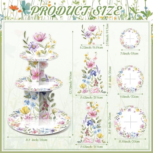 3 Tier Wildflower Party Decor Baby in Bloom Baby Shower Cake Stand - Image 2
