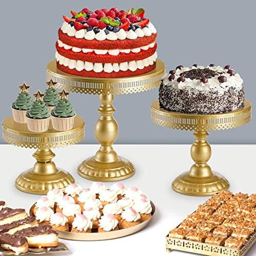 Hedume Set of 10 Cake Stand, Metal Cupcake Stand Set with Multiple Combination Styles, Dessert Plate Cake Serving Tray Candy Fruit Display Tower for Wedding, Birthday Party, Baby Shower, Anniversary - Image 6