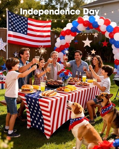Pureegg Patriotic Decorations Spandex Tablecloth 6ft 2 Pack Patriotic - Image 7