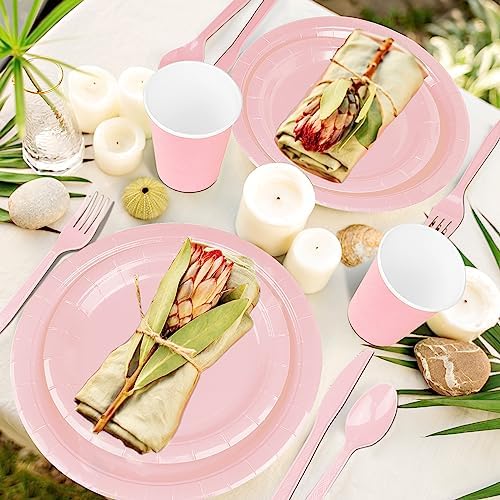 228PCS Pink Party Supplies Set for 30 Guests Paper Plates Set - Image 3