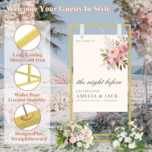 Wedding Sign Holder, Gold - Image 4