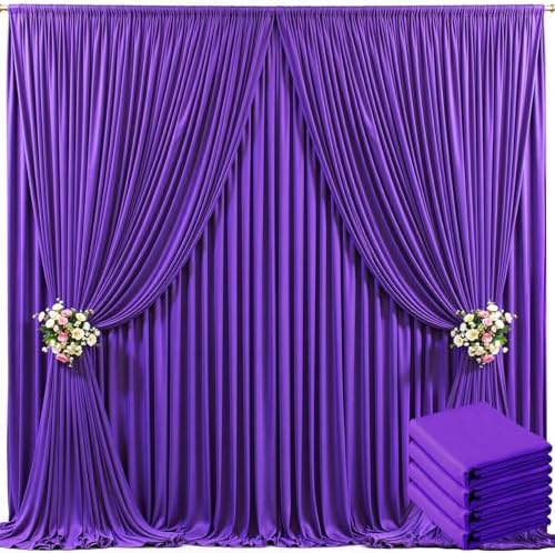 4 Panels Purple Backdrop Curtain for Parties Wedding Wrinkle Free Purple Photo Curtains Backdrop Drapes Fabric Decoration for Birthday Party Photography 20ft(W) x 10ft(H) by Tao-GePartyDecorations
