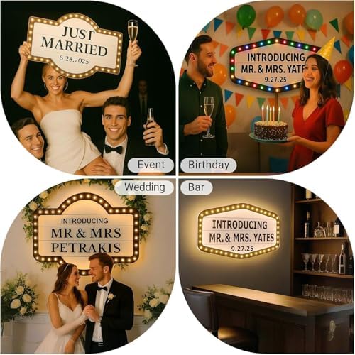 Large Wedding Bottle Service Sign, Personalized Wedding Entrance Props Led Marquee Sign for Reception, Custom Waterproof Light up Marquee Sign for Bridal Engagement Anniversary Nightclub Gift - Image 3