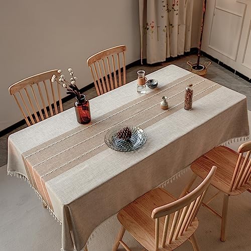 Deep Dream Tablecloths, Waterproof Table Cloth, Linens Wrinkle Free Anti-Fading, Rustic Table Cover Decoration for Kitchen Dinning Christmas (Rectangle/Oblong, 55''x102'',8-10 Seats, Light Coffee) - Image 2
