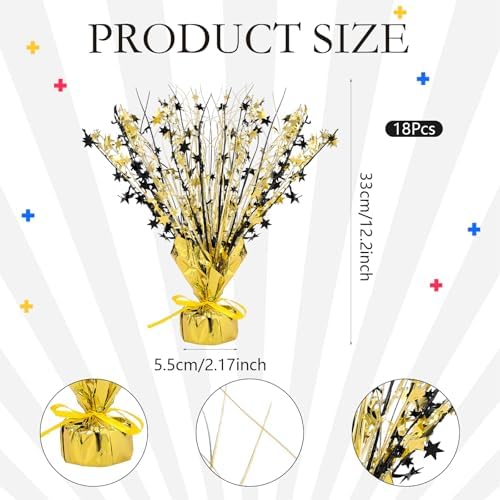 Crowye 18 Pcs Black Gold Foil Spray Centerpiece Table Decoration for Party - Image 2