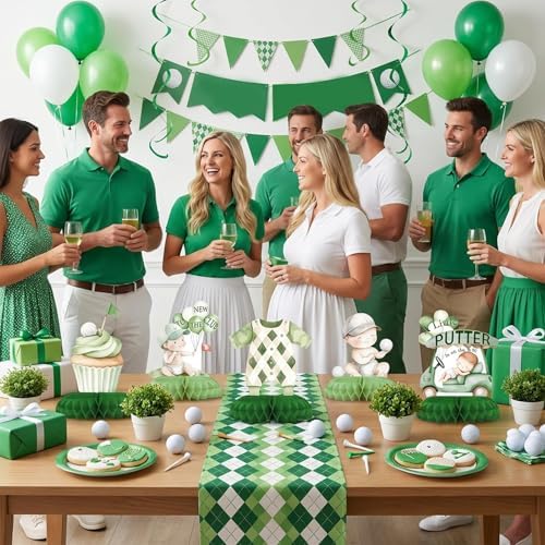 12 Pcs Golf Baby Shower Decorations for Boy - A Little Putter Is On The Way Baby Shower Centerpieces for Tables - Golf Theme Honeycomb Table Decor for Boy Baby Shower 1st Birthday - Image 4