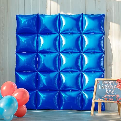 NISOCY 48PCS Metallic Blue Square Foil Balloons Wall Backdrop - Image 6