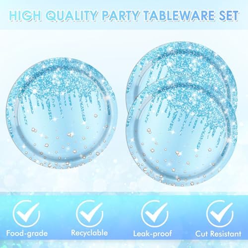 40Pcs Blue Birthday Decorations for Men Blue Paper Plates and Napkins for Boys Men Birthday Party Decorations Serve 20 Guests - Image 4