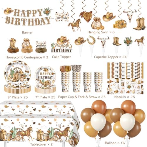 215PCS Cowboy Birthday Party Decorations for Boy Serves 25 - Image 2