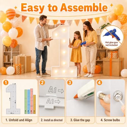 Large 4FT Marquee Light Up Numbers 4 for Party Decorations - Image 4