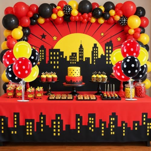 TONIFUL 4 Set Black Red Yellow Polka Balloon Stand Centerpieces for Table - Image 4