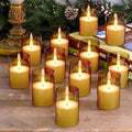 12Pack Flameless LED Candles with Timer, Battery Operated, Gold, 2"x3" by VIODAIM