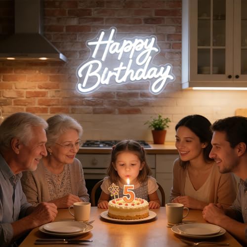 Happy Birthday Neon Sign for Wall Decor, Dimmable LED Light Up Sign - Image 4