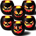 Black Halloween Table Centerpieces Candle Holders 6PCS, Jack O Lantern Tealight Votive Candle Holders, Indoor Halloween Decorations for Mantel Coffe Table Decor by SHMILMH