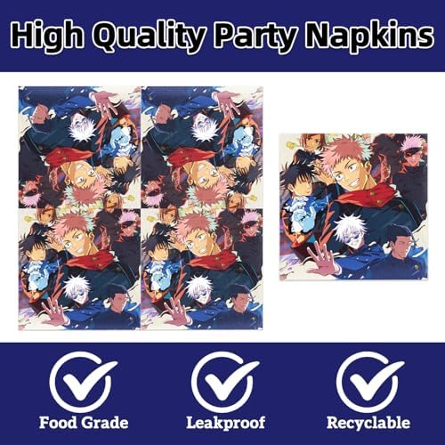 40Pcs For Jujutsu Manga Kaisen Party Supplies include 20 plates, 20 napkins for the For Jujutsu Manga Kaisen birthday party decoration - Image 4