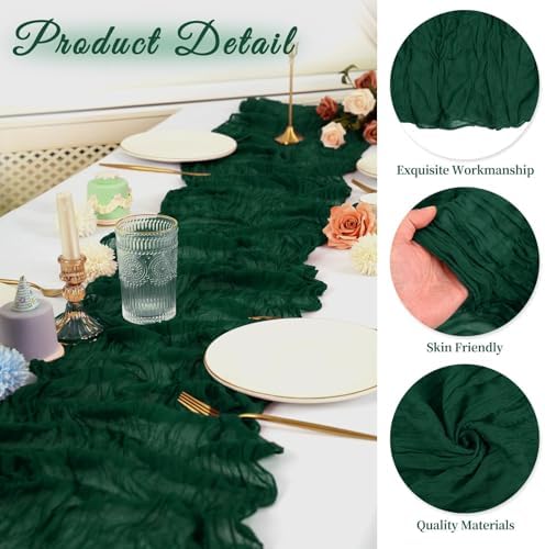 20 Pack Cheesecloth Table Runner 20 x 120 in, Emerald Green - Image 3